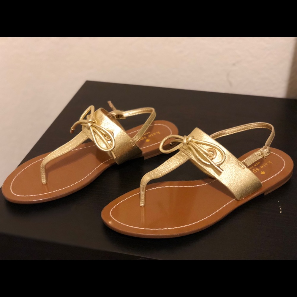 Kate Spade Gold Carolina Leather Sandals